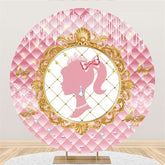 Lofaris Gold And Pink Beautiful Princess Round Birthday Backdrop